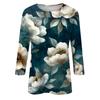 Women's Fashion Casual Round Neck Three Quarter Sleeve Printed T-Shirt Top