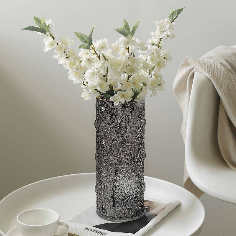 Rock Ice Patterned Glass Vase Flower Arrangement Ornaments Home Livingroom Tea Table Accessories Hotel Office Desktop Decoration