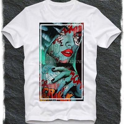 T-shirt Heet Sexy Lolly Meisje Pop Art Lichtenstein Kunst Unisex Katoenen T-shirt Streetwear Harajuku