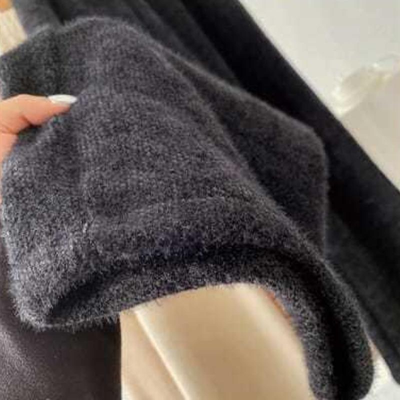 Nové zimní tlusté vintage elastické kalhoty v pase rovné dámské All Match norkový samet Tenké široké nohavice volné kalhoty ženy ležérní oblečení