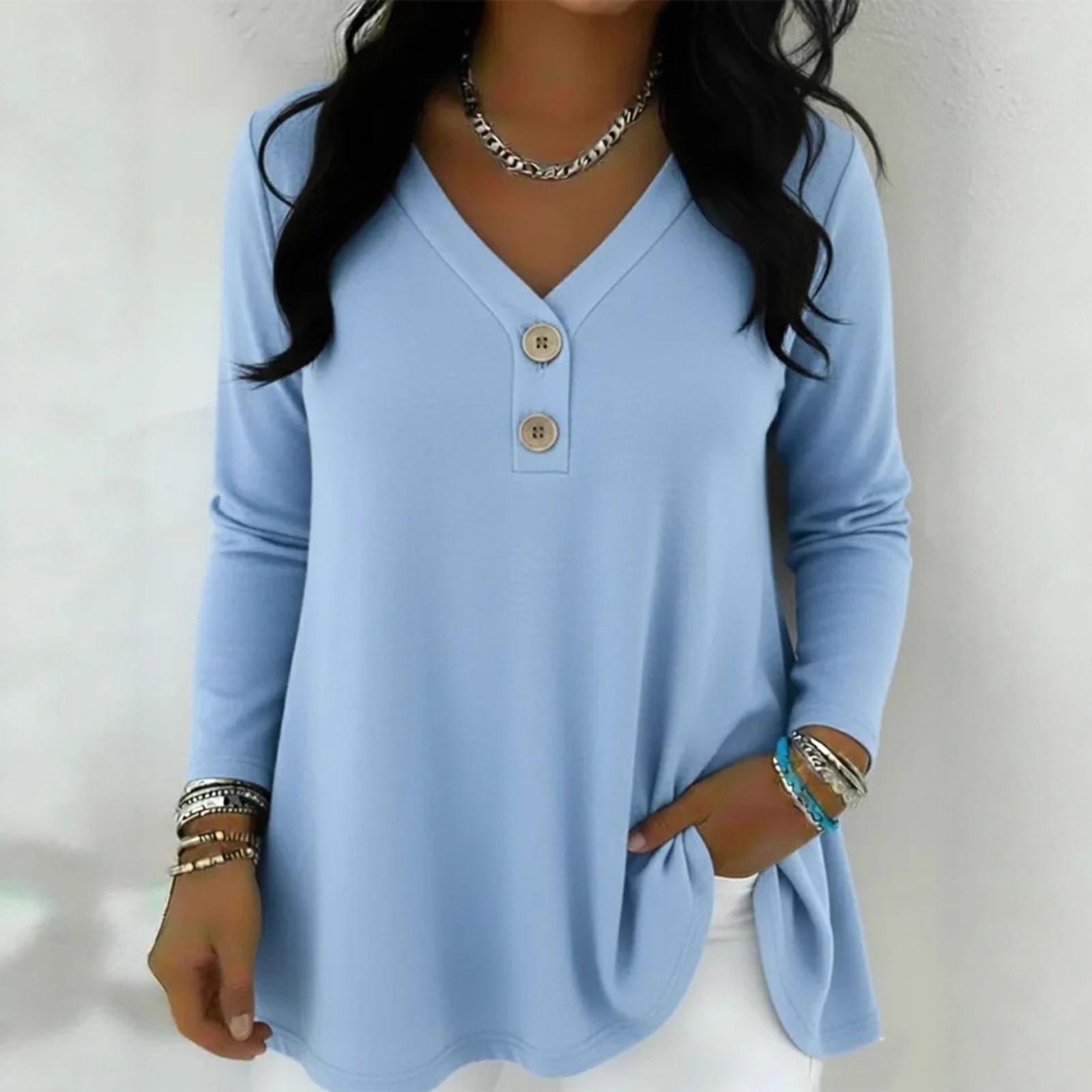 Women s Long-Sleeve Top Casual Comfortable Blouse S синий