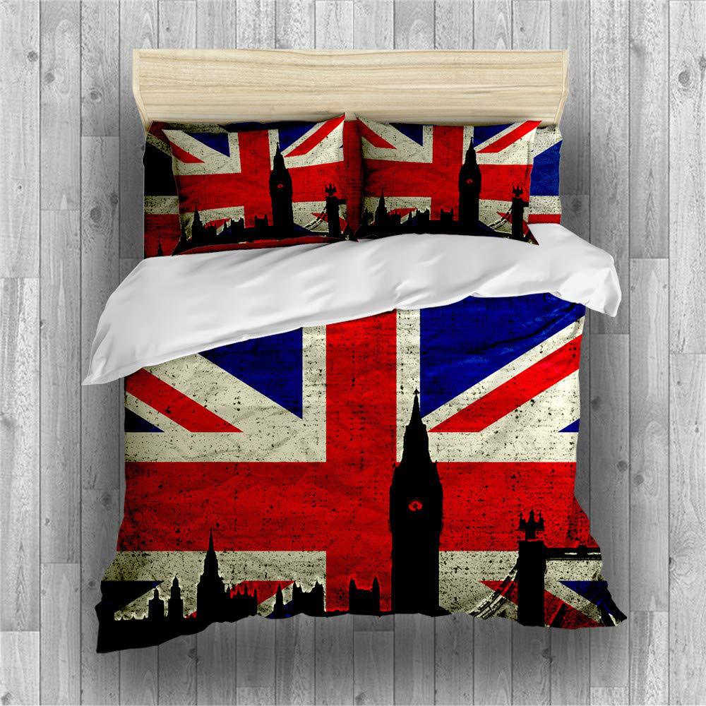 Simple British British Expired Three-Piece Digital Printing Quilt Cover Bedding Home Textiles