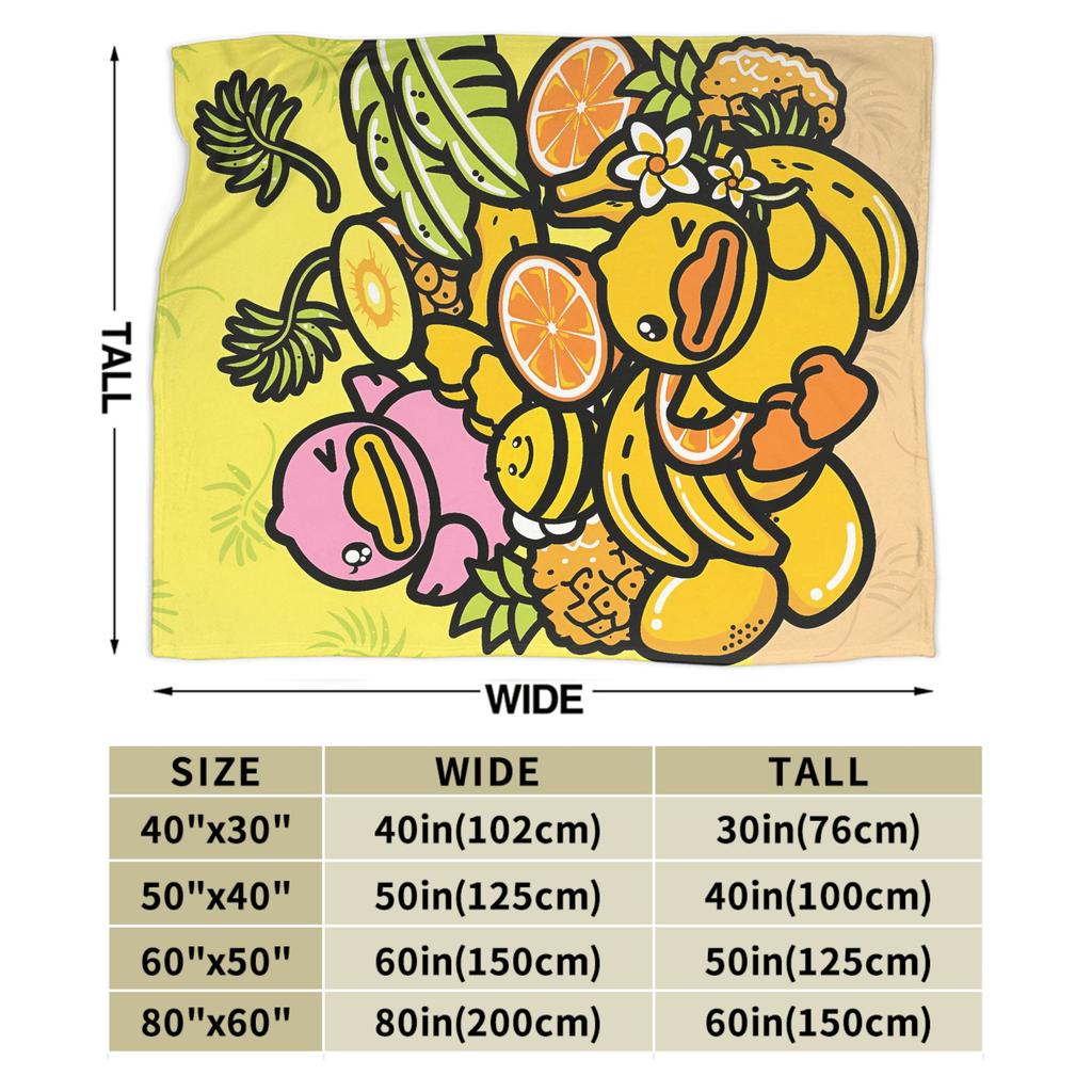 Yellow Duck Fruis Blanket  Warm Soft Funny Plush Throw Blanket For Kids Adult Couch Chair Sofa Bed Flannel Bedspread Bed Cover