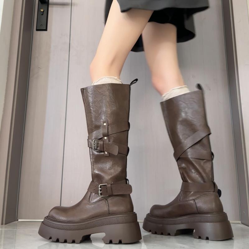 Coarse heel heightened knight boots women's autumn new versatile but knee boots temperament advanced boots