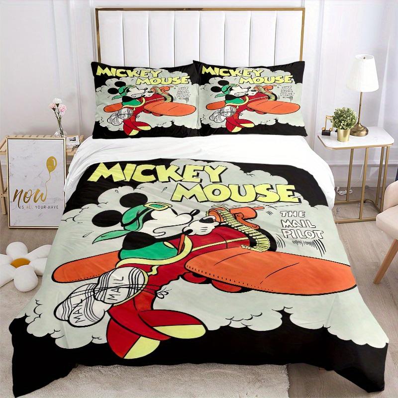 3pcs Mickey Mouse Mail Pilot Quilt Set Soft and Comfortable Bedroom, Guest Room and Dorm Decor Bedding Set Q063