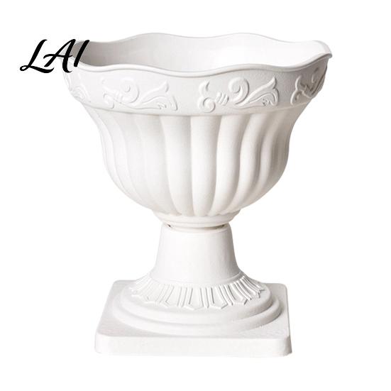 Lightweight Plant Pots White Urn Planter Pot Tall Vintage Roman Column Flowerpot Plastic Decorative Container for Indoor Outdoor Garden Front Porch