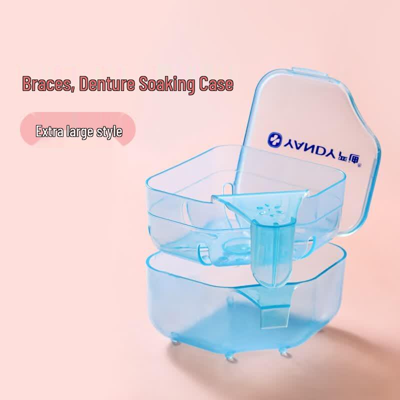 YANDY Retainer and Denture Soaking Case with Drainer