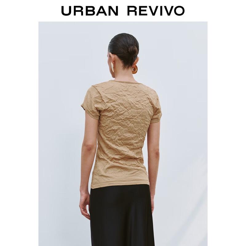 UR Women's Pleated Texture Short Sleeve Knit Top