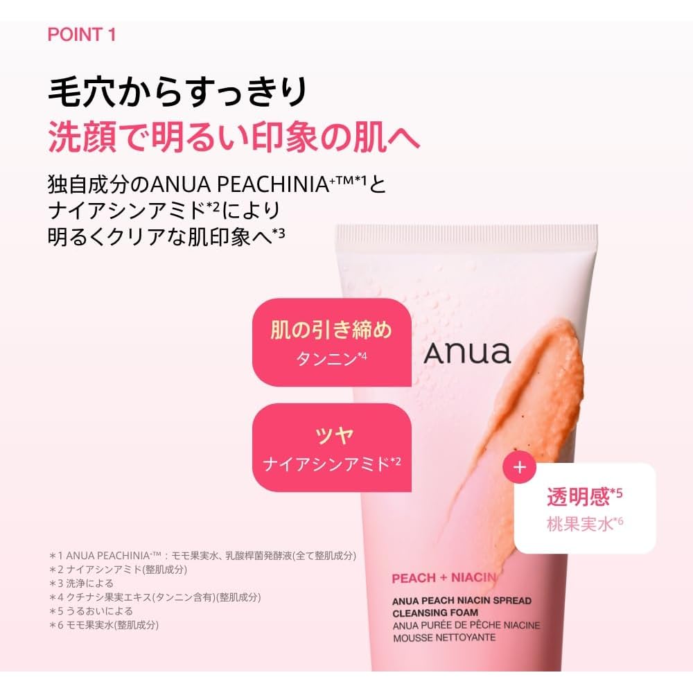 ANUA Peach Niacin Cleansing Foam 150ml Exfoliating Pore Hydrating Skin Care
