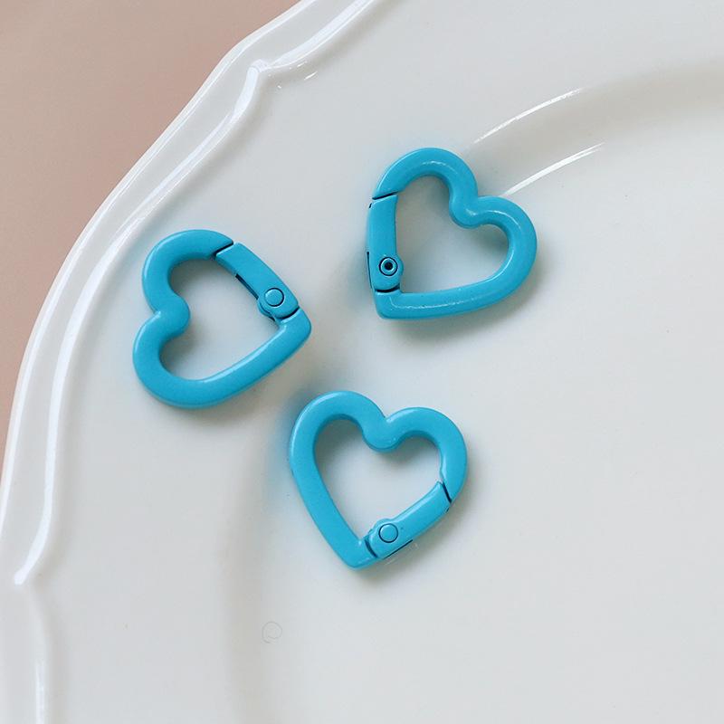 Macaron Color Heart Ring Keychain Clasp for DIY Jewelry, Bracelets, and Phone Chains