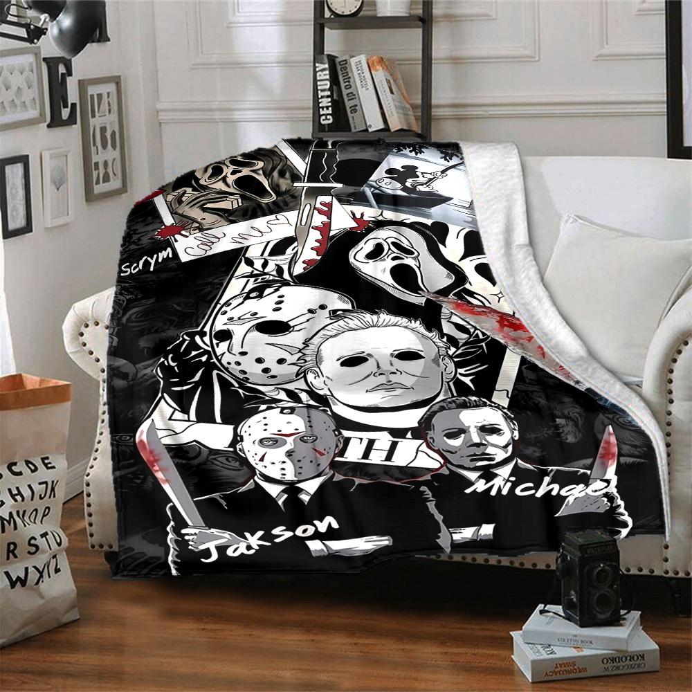 1pc Horror Movie Characters Blanket Soft All Season Throw with Vibrant Design, Perfect for Home, Travel, and Gifts, Ideal for Naps and Camping