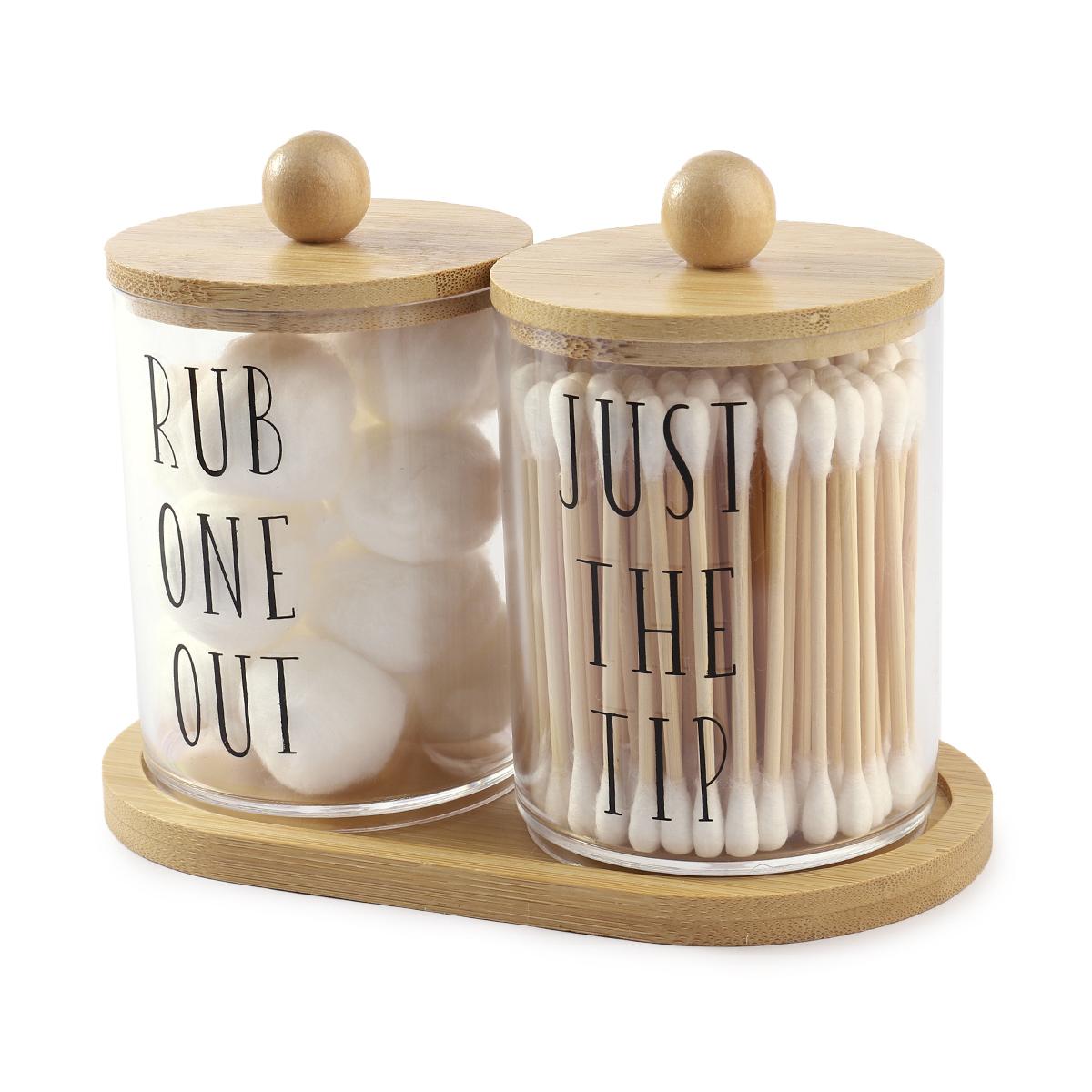 

2 шт. держатель для ватных палочек с подносом, аптекарские банки, аксессуары для ванной комнаты, канистры для ванной комнаты, органайзер, коробка для ватных шариков, круглых тампонов чистый