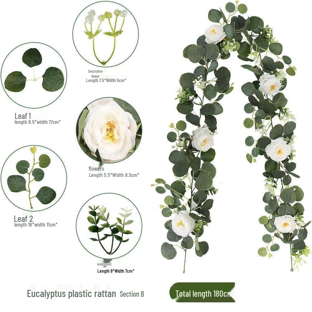 

Искусственная лоза из ротанга с розами и эвкалиптом