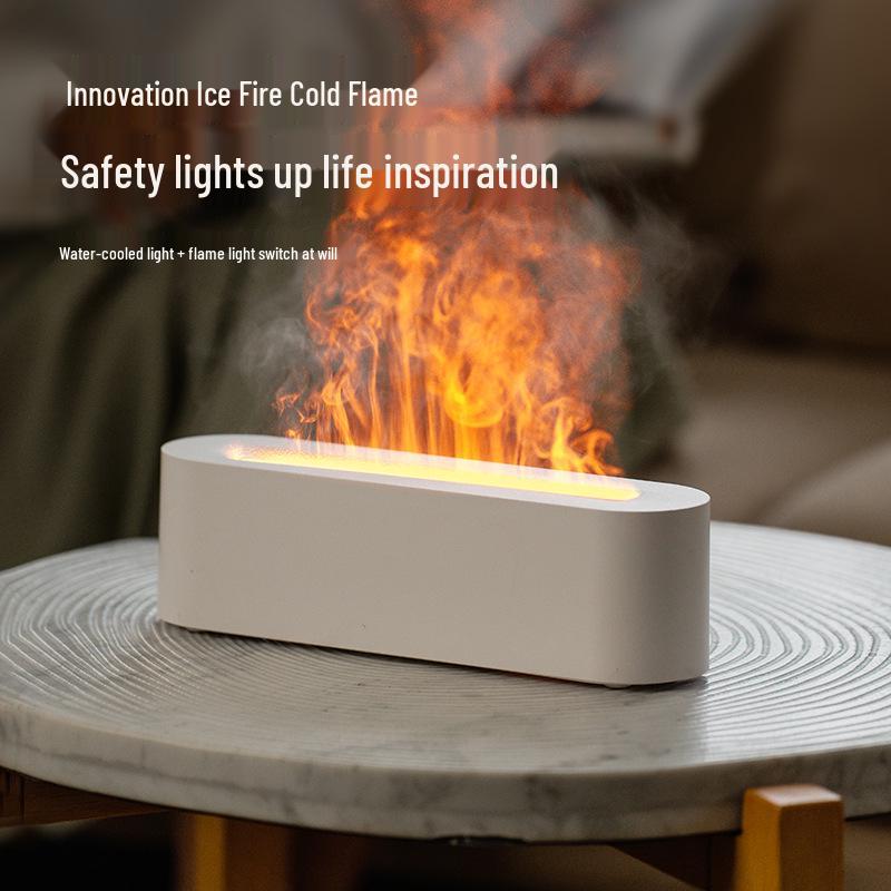 Retro 3D Fireplace Flame Aroma Humidifier & Colorful Desktop Light