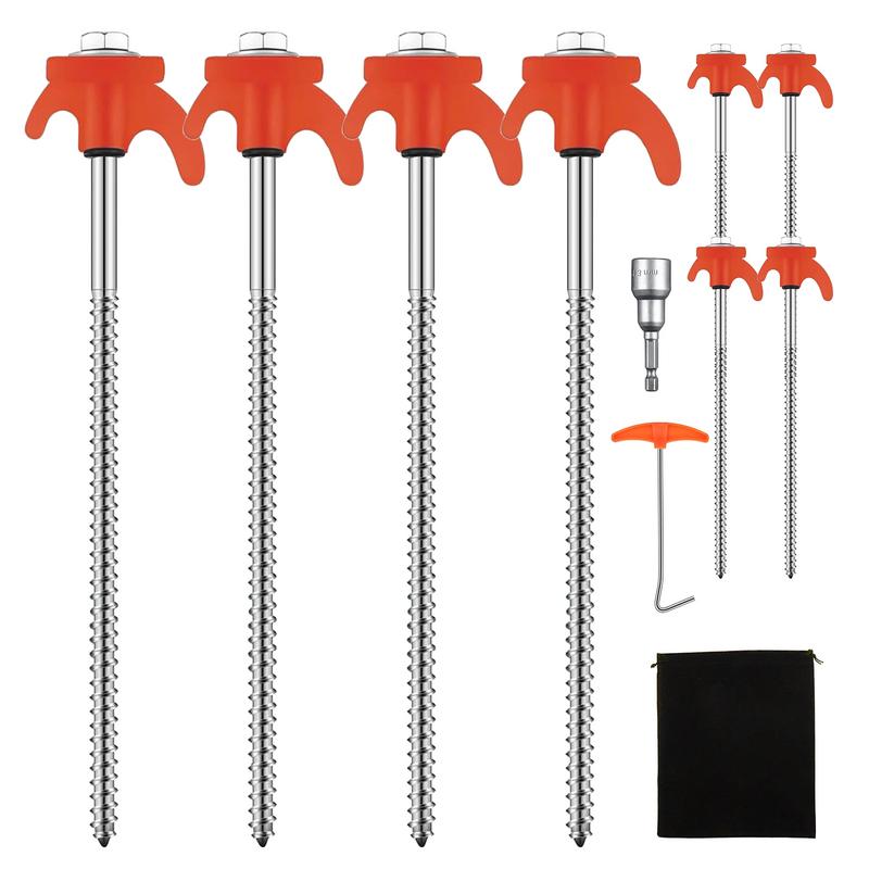 

8pcs Screw In Tent Stakes 8X Heavy Duty Ground Anchors Peg Windproof Tent Pegs Ground Stakes Tent Spikes With Storage Bag & Peg CZECH REPUBLIC