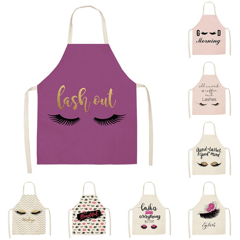 1Pc Bronzing Eyelash Pattern Apron Eyelash Extension Tools Cotton Grafted False Eyelash Apron Cleaning Kitchen Apron Bib