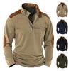 Fall Spring Men Sweatshirt Color Matching Patchwork Zipper Stand Collar Retro Pullover Long Sleeve Soft Breathable Mid Length Men Daily Top