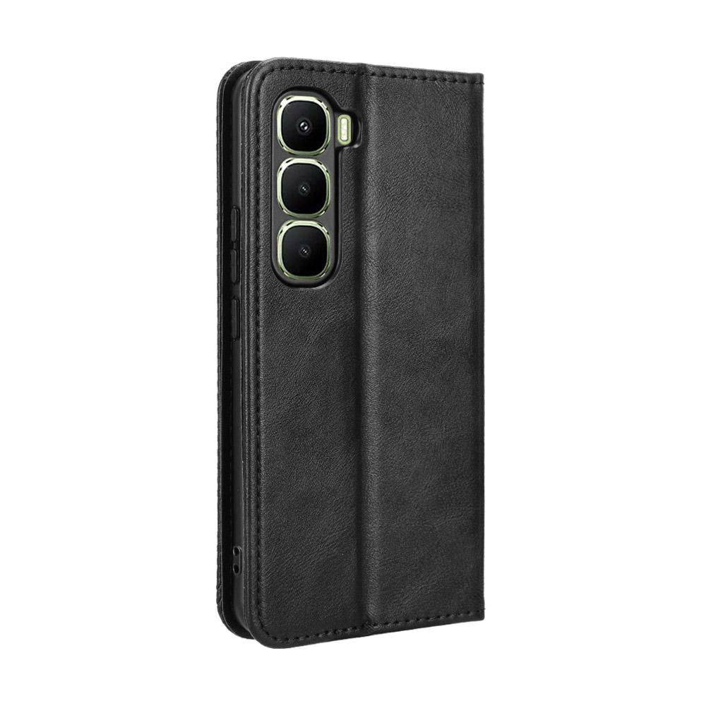 For Infinix Hot 60 Pro 4G Leather Case Wallet Stand Retro Texture Phone Cover