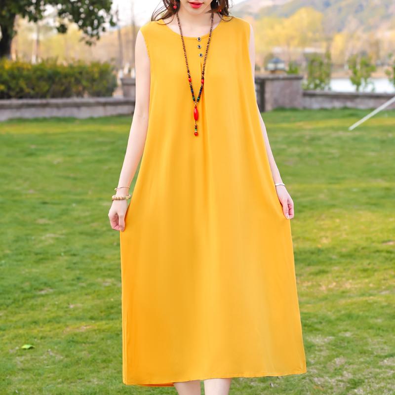 Plus Size Women's Elegant Dresses Loose Summer Sleeveless Dress Female Vintage Clothes