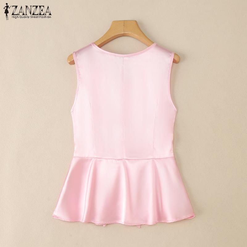 ZANZEA Women Summer V-neck Casual Sleeveless Satin Tank Tops