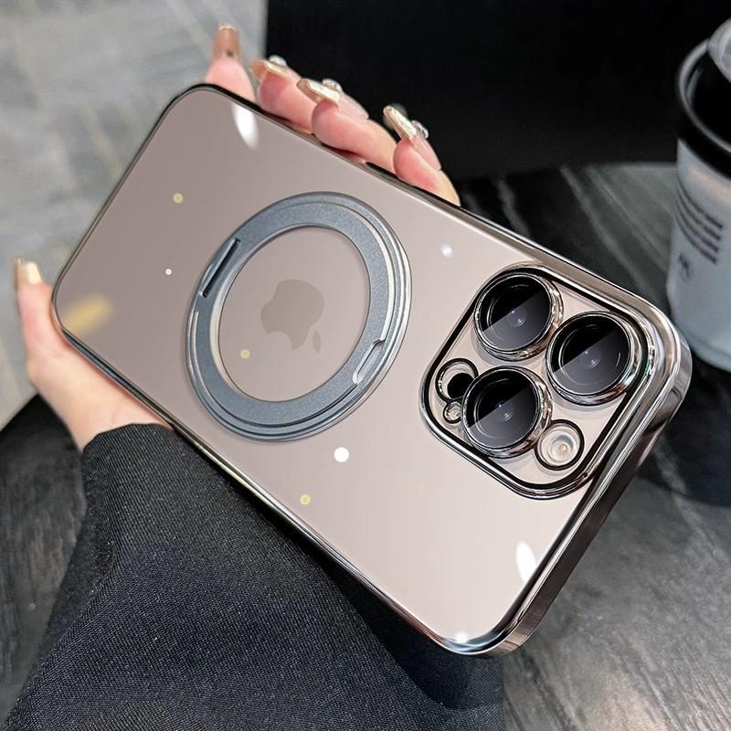 Clear TPU Phone Case With Rotating Kickstand IPhone 17 Pro Max 16 15 14 Series Shockproof Magnetic Support