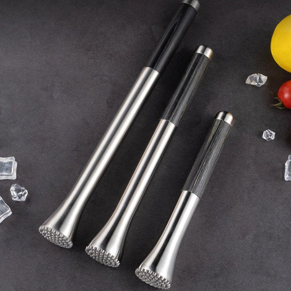304 Stainless Steel Cocktail Muddler Anti-Slip Wood Handle Fruit Masher Home Kitchen