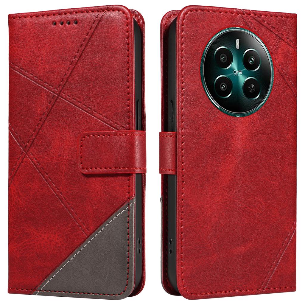 For Realme Narzo 70 5G/Narzo 70 Pro 5G/P1 5G/12 4G/12+ 5G Case Leather Geometric Line Wallet Phone Cover with Wrist Strap
