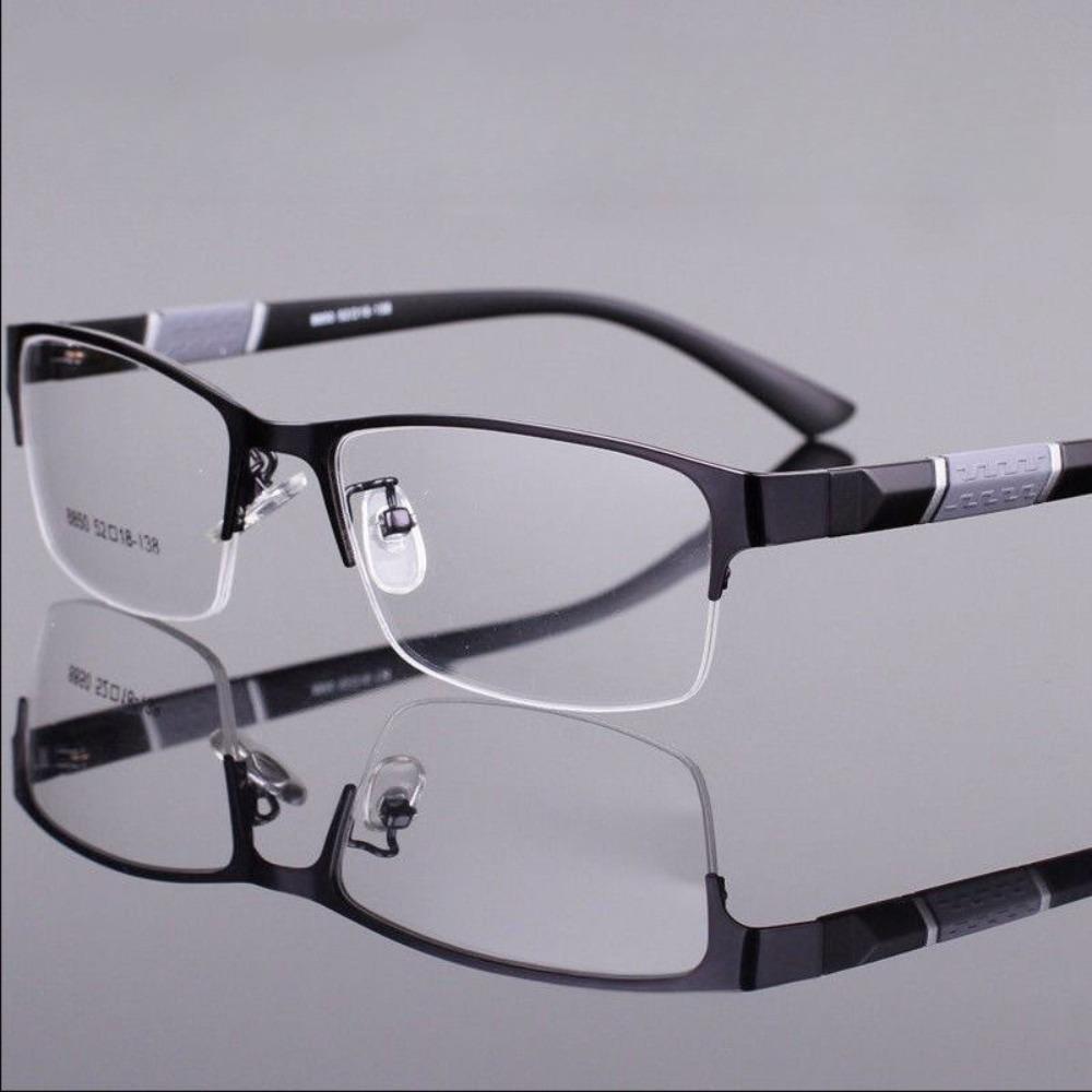 Business Men's Myopia Glasses Unisex Half Frame Square Short-sighted Eyeglasses Optical Anti Radiation Eyewear 0 To -6.0