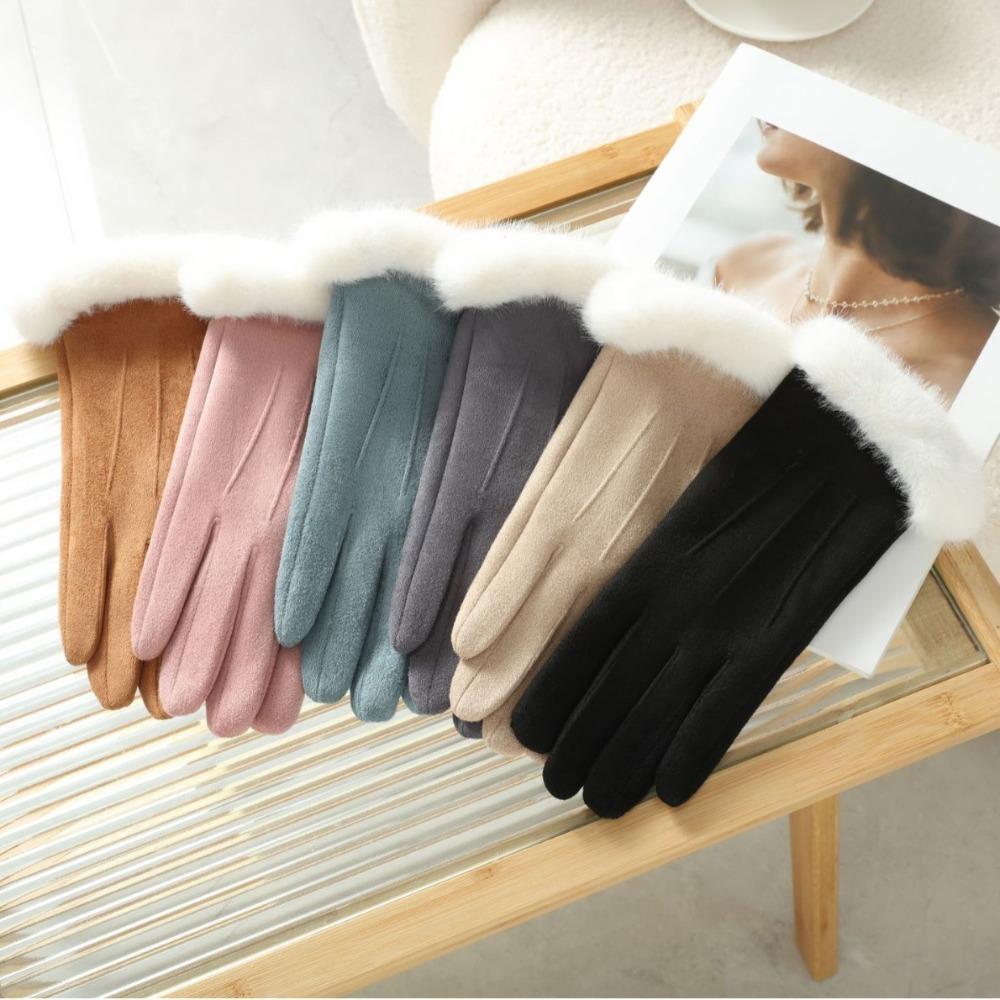 

Keep Warm Winter Gloves Fleece-lined Warm Mitts Elegant Full Finger Mittens коричневий