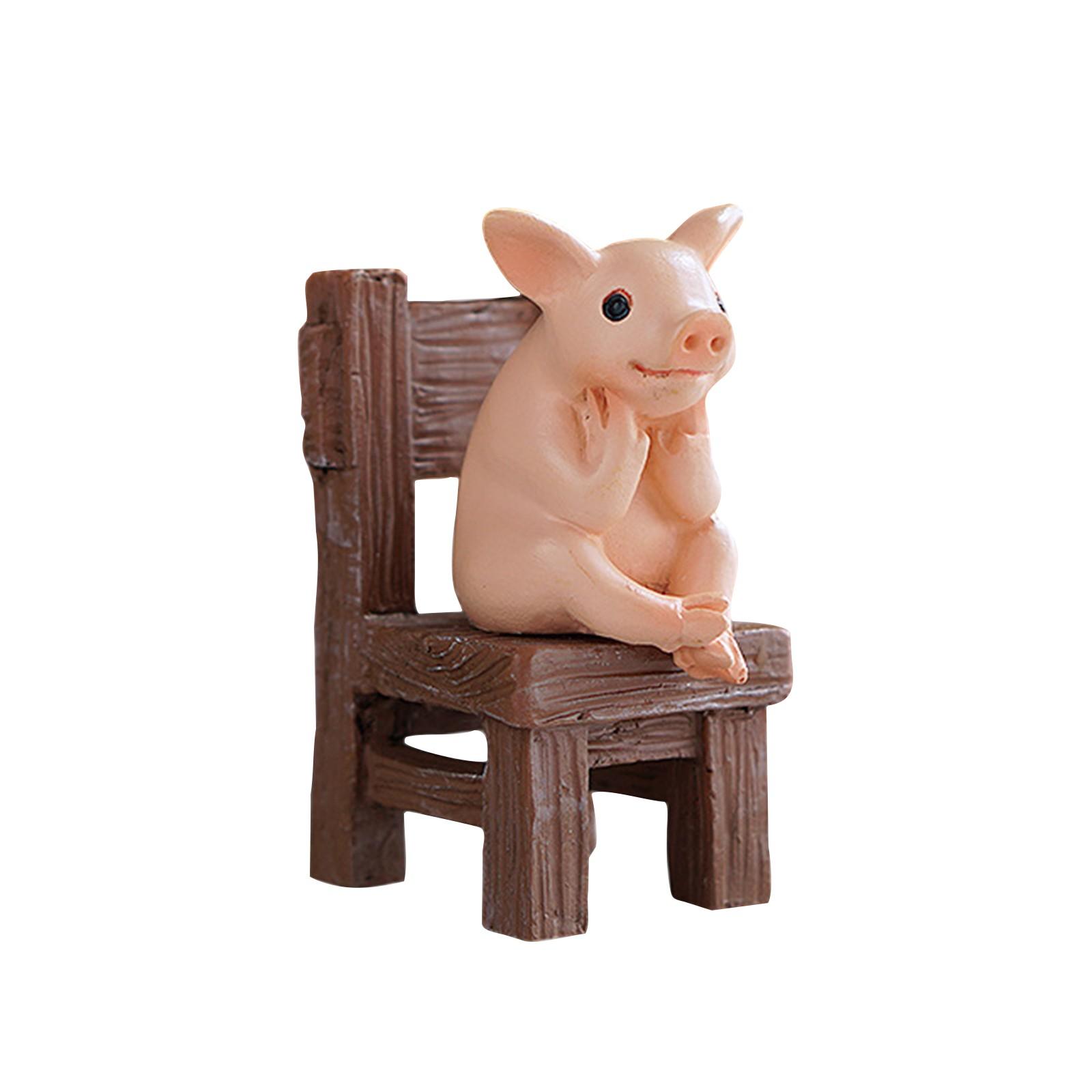 

Interesting Sitting Pig Statue, Home Desktop Decoration One Size