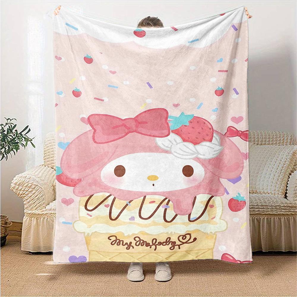 1pc My Melody Strawberry blanket Lightweight Flannel Throw for Sofa Bed Travel Camping Livingroom1196L