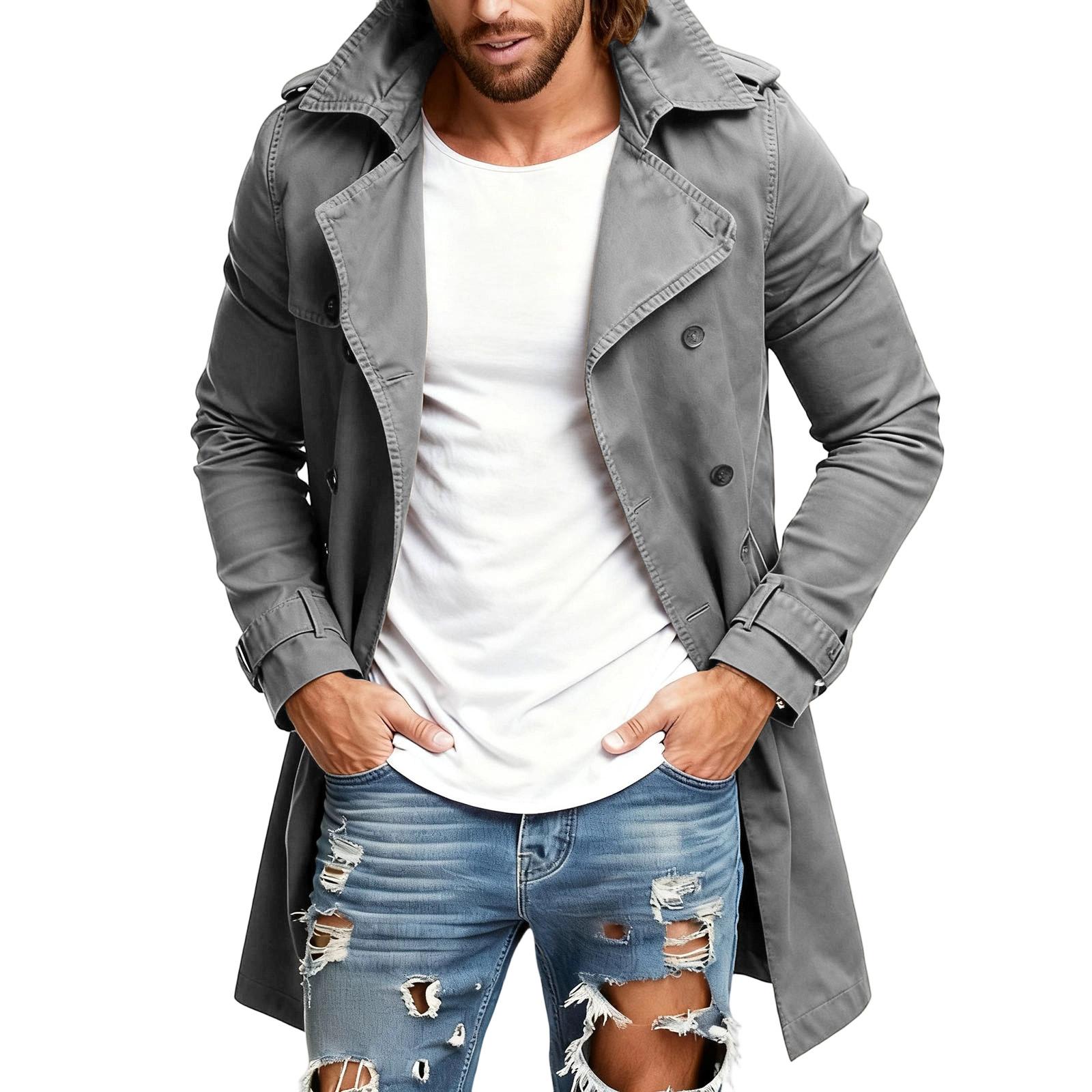 

Мужской Средний К Длинному Самосовершенствование Ветровка С капюшоном Капюшон Повседневное Пальто M