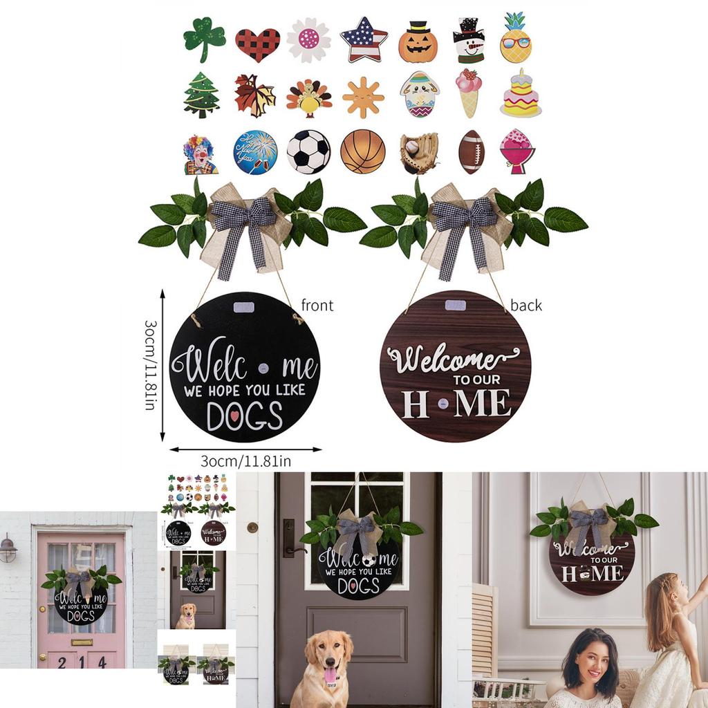 Charming Rustic Home Decor Welcome Sign With Removable Accessories For All Seasons