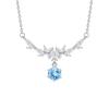 Women 925 Sterling Silver Wisteria Flower Natural Crystal Clavicle Necklace