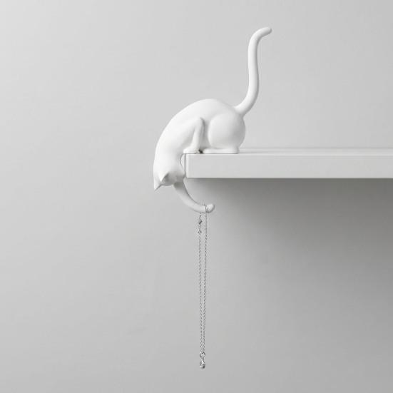 Cute Cat Key Holder 3D Printed Cat Figurine Kitty Paw Key Hanger for Wall Shelf Entryway Tabletop Decor