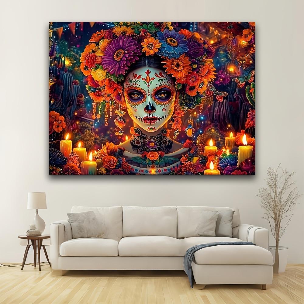 

Oversized Polyester Sugar Skull Tapestry Colorful Day of the Dead Wall Decor Mexican Festival Party Backdrop Photo Booth Prop 40X60CM