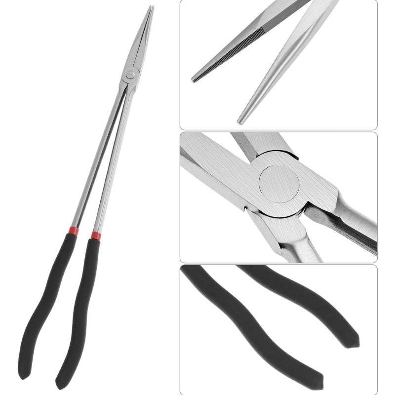 High Carbon Steel Straight Long Nose Pliers 16inches Long For Automotive Electrical And Jewelry Making Electrical Tasks