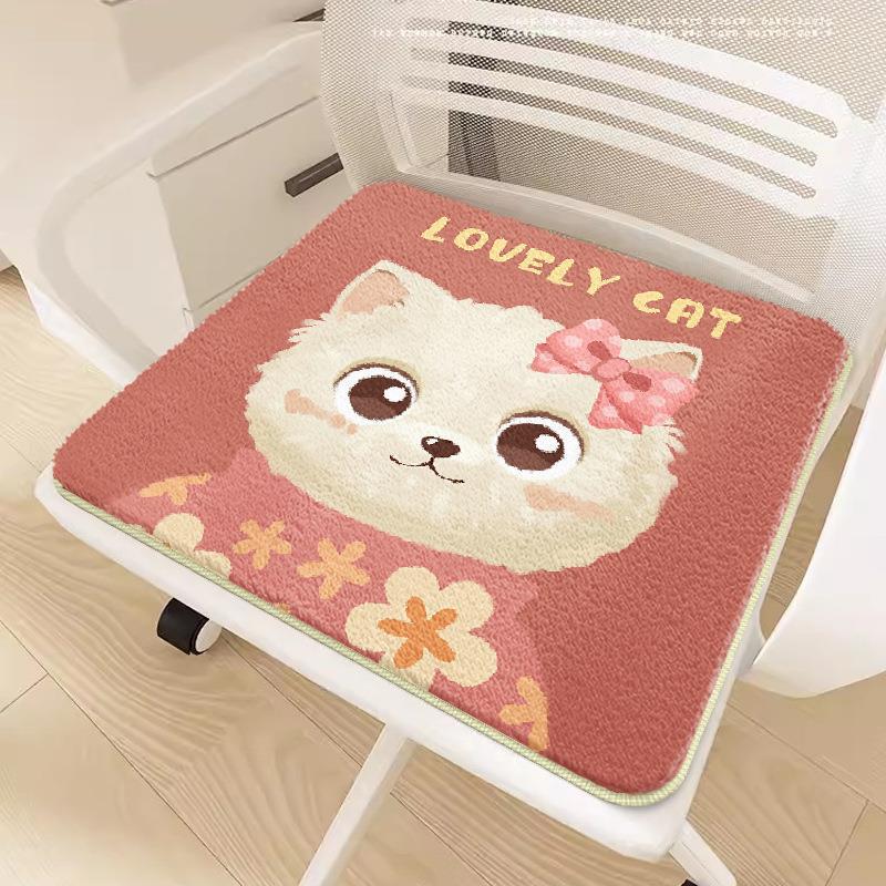 Cartoon Plush Non-Slip Chair Cushion – Soft Imitation Cashmere for Office, Student, or Sofa Seating