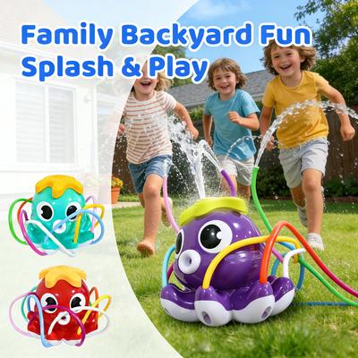 Outdoor Summer Water Sprinkler Octopus Toy Water Play Toy Vibrant Multi-Colored Water Pipe Rotating Spray Head Garden Lawn Sprinkler Tools