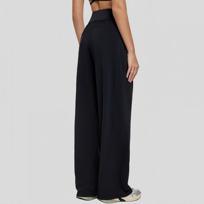 Pantaloni da Donna a Vita Alta Gamba Dritta Traspiranti Larghi Casual Yoga Pantaloni Sportivi Asciugatura Rapida Lunghi
