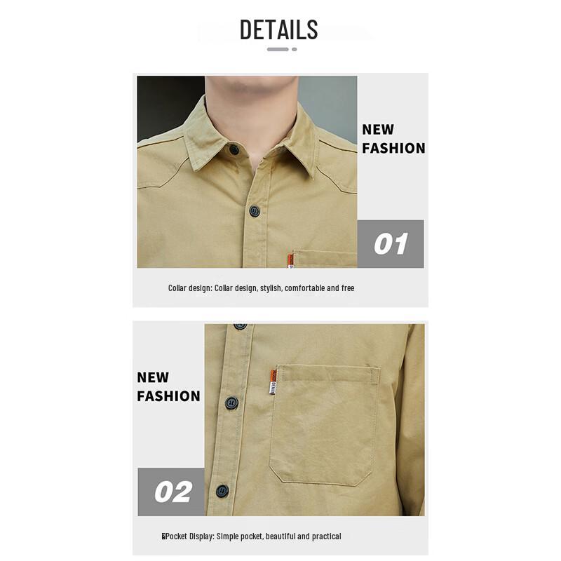ROMON Men's Loose Fit Cotton Long Sleeve Shirt