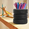 1pcs Fun Tire-Shaped Pen Holder -PVC Desk Organizer, Ideal for School and Office Supplies, Painted Finish, Office Supplies
