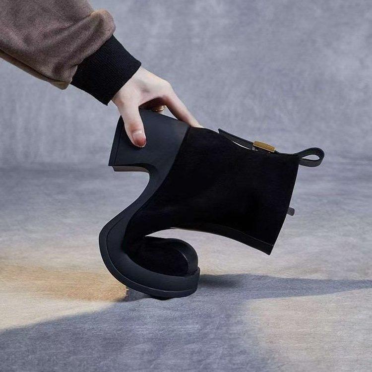Frosted leather thin boots women's autumn and winter 2025 new Chelsea velvet fashion boots thick heel high heel fashion short boots