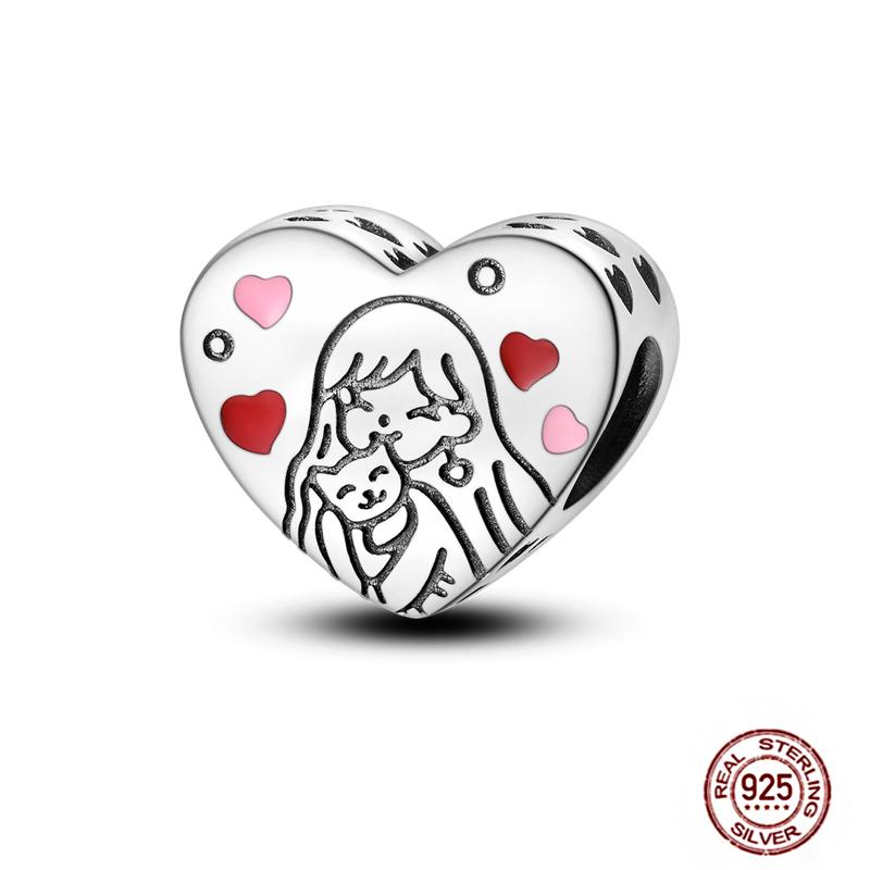 Copper Love Heart-Shaped Family Boy Girl Pet Charms Fit Original Pendant Bracelet Friendshipbeads Diy Jewelry