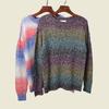 Japanese Style Gradient Circle Pullover Sweater Retro Spring Small Loose Long Sleeves Cool Top