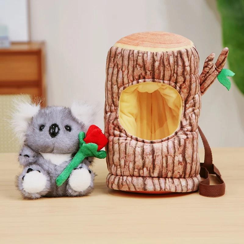 New Rose Koala with Tree Knapsack Plush Toys Stuffed Soft Australian Koala Bear Animal Doll Lovely Christmas Gift