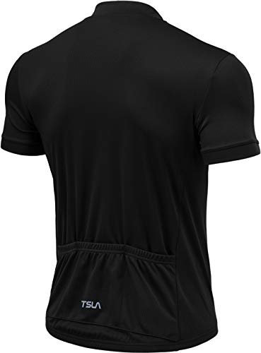 Tesla Men's Short Sleeve Cycling Jersey, UV Protection, Breathable, Lightweight, Half-Zip, Motorcycle Wear, MCT01-JPBLK_XL