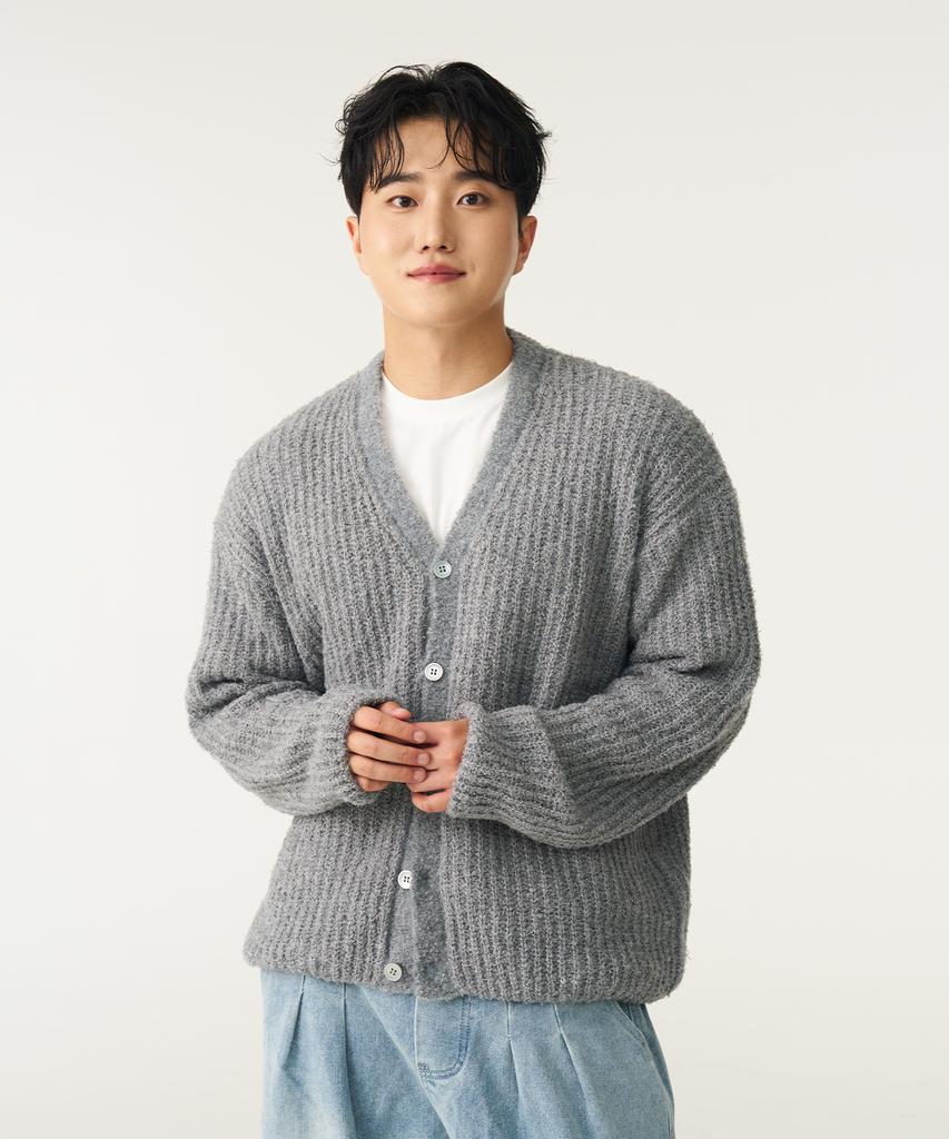 Double Eight Hairy Knit Cardigan (Gray)