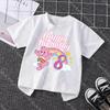 Summer Cotton Tops Cartoon Care Bears Party White T Shirt for Girls Cute Birthday Number Tee Shirt Printed Clothes Anime Gifts