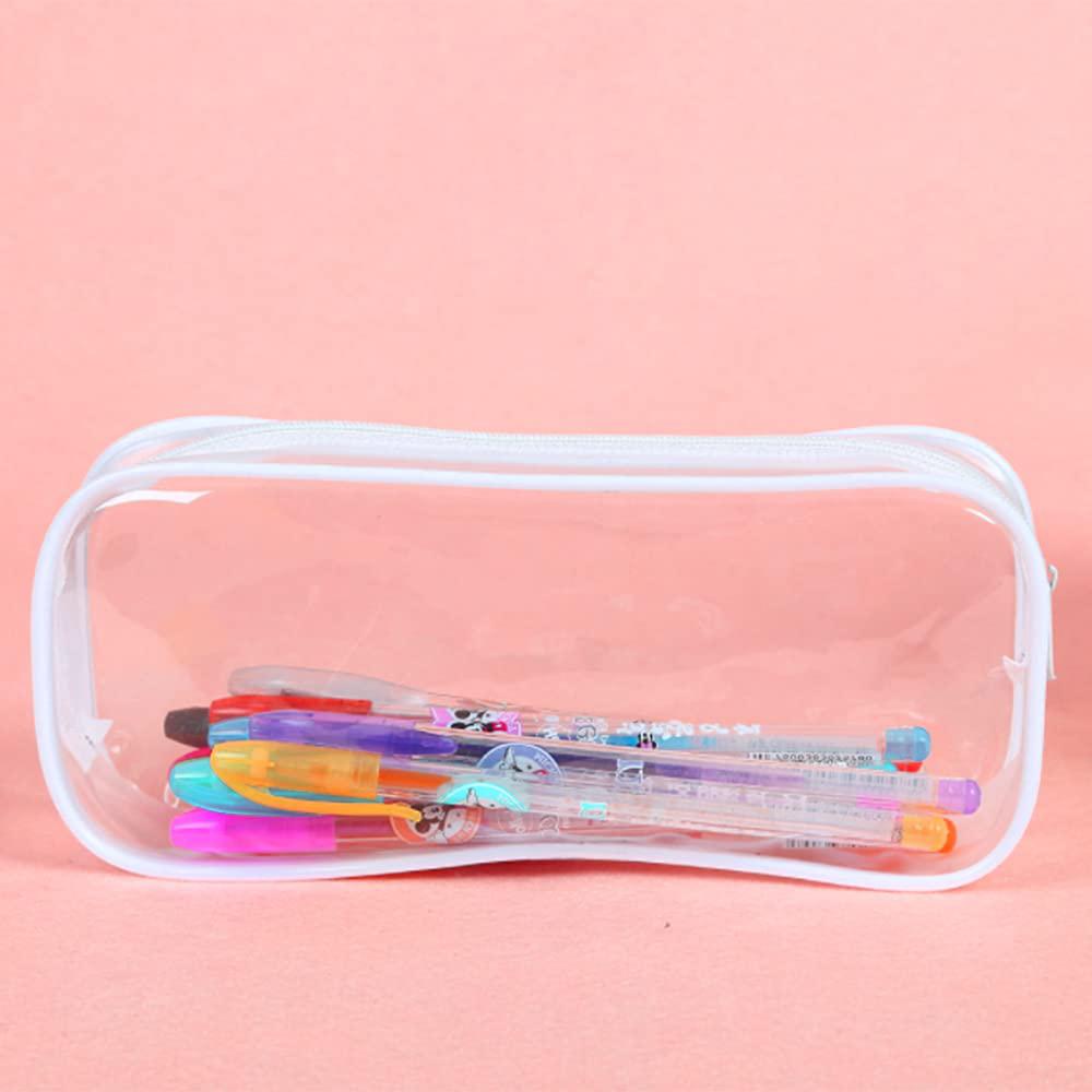 4 PCS Clear PVC Pencil Case School Exam Make Up Bag Travel Zip Pouch Zippered Clear Bag